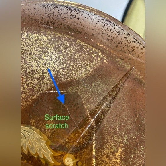 MCM Georges Briard Bronze Brown Gold Scallop Edge Footed Cake Stand Round Plate - Picture 10 of 11